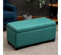 Pouf portaoggetti lavabile, in morbido cotone e lino, contenitore in legno massello per soggiorno e camera da letto, 80 x 45 x 42 cm, elegante e funzionale