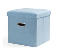 Pouf portaoggetti pieghevole, quadrato, imbottito con coperchio rimovibile, panca salvaspazio per soggiorno, camera da letto, ingresso, 38 x 38 x 38 cm