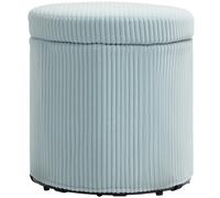 Pouf portaoggetti rotondo Homcom imbottito in velluto a coste con struttura stabile in acciaio e imbottitura morbida Ø40X41 cm Azzurro