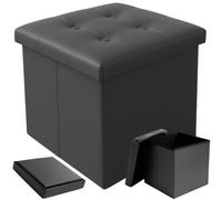 Pouf Puff Contenitore Ecopelle Panca Seduta Baule Poggiapiedi Grigio