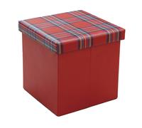 Pouf Puffo Quadrato Contenitore 38x38x38 Tartan Scozzese Cassapanca di Natale