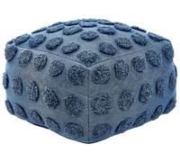 Pouf quadrato Boho Ottoman in cotone a pois 50 x 50 x 35 cm Blu Vishvi