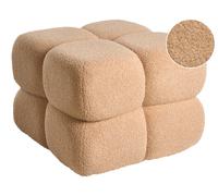 Pouf quadrato grande in tessuto beige Caliente
