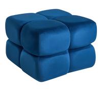 Pouf quadrato in tessuto vellutato blu scuro Caliente