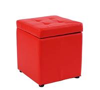 Pouf quadrato rosso in pelle - poggiapiedi imbottito in pelle PU per scarpe, toeletta e pianoforte, 35 cm, soluzione funzionale per la decorazione della casa per soggiorno e divano