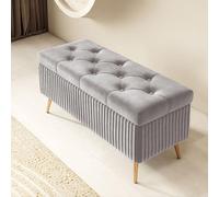 Pouf Rettangolare Contenitore Cassapanca Legno Interno Camera da Letto Panca Ingresso Piedini