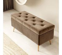 Pouf Rettangolare Contenitore e Panca in Legno per Interno/Camera da Letto, Sgabello con Piedini per Ingresso, Cassapanca (Colore: )