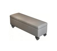 Pouf Rettangolare Imbottito Contenitore Portaoggetti E Panca Da Ingresso Poggiapiedi Ottomana Extra Lunga Con Ruote Materiale In Pelle(Gray,30x40x90cm)