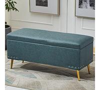 Pouf rettangolare in ecopelle con poggiapiedi imbottito per soggiorno, camera da letto, ingresso e corridoio, verde, 100 x 40 x 45 cm