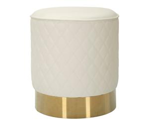 Pouf rotondo bianco trapuntato in simil pelle con base oro SHARON Dimensioni 36x36x h39 cm, Rivestimento simil pelle bianco bianco