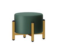 Pouf rotondo imbottito con gambe in metallo dorato, 3 opzioni di altezza, poggiapiedi moderno con rivestimento rimovibile e lavabile, utilizzabile come sgabello o poggiapiedi