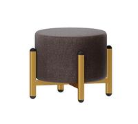 Pouf rotondo imbottito con gambe in metallo dorato, 3 opzioni di altezza, poggiapiedi moderno con rivestimento rimovibile e lavabile, utilizzabile come sgabello o poggiapiedi