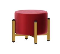 Pouf rotondo imbottito con gambe in metallo dorato, 3 opzioni di altezza, poggiapiedi moderno con rivestimento rimovibile e lavabile, utilizzabile come sgabello o poggiapiedi