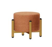 Pouf rotondo imbottito con gambe in metallo dorato, 3 opzioni di altezza, poggiapiedi moderno con rivestimento rimovibile e lavabile, utilizzabile come sgabello o poggiapiedi