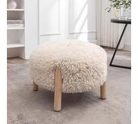 Pouf rotondo imbottito in lana d'agnello per il comfort sotto la scrivania, design facile da pulire per soggiorno e ufficio