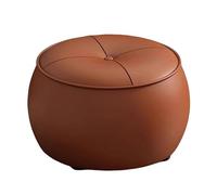 Pouf Rotondo Impilabile, Moderno Sedie Imbottite, Struttura in Legno Massello, Non Richiede Montaggio, per Soggiorno, Camera da Letto, Balcone, Ingresso(Brown)