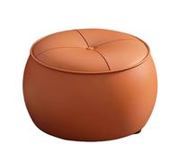 Pouf Rotondo Impilabile, Moderno Sedie Imbottite, Struttura in Legno Massello, Non Richiede Montaggio, per Soggiorno, Camera da Letto, Balcone, Ingresso(Orange)