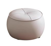 Pouf Rotondo Impilabile, Moderno Sedie Imbottite, Struttura in Legno Massello, Non Richiede Montaggio, per Soggiorno, Camera da Letto, Balcone, Ingresso(White)