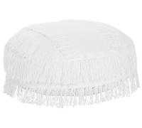 Pouf rotondo in cotone bianco dallo stile boho 50 cm Oulad
