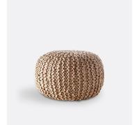Pouf rotondo in iuta intrecciata BISHO Beige TU