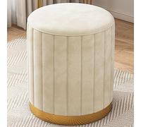 Pouf rotondo in velluto con coperchio rimovibile, elegante sgabello portaoggetti e sedile da toeletta per soggiorno, camera da letto e zona trucco, elegante elemento decorativo per la casa.