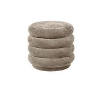 Pouf Rotondo in Velluto Sbiadito Beige