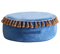 Pouf rotondo moderno in velluto Glam Soggiorno Camera da letto Blu Gotha