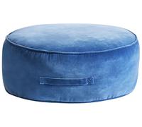 Pouf rotondo moderno in velluto per soggiorno e camera da letto blu Yulle