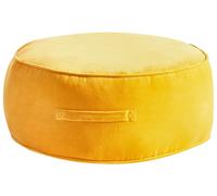 Beliani Pouf rotondo moderno in velluto per soggiorno e camera da letto giallo