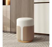 Pouf rotondo multifunzionale per trucco, sgabello in acciaio al carbonio a contrasto con base dorata, eleganti sedie da trucco marrone taglia unica