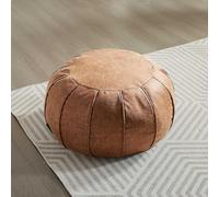 Pouf rotondo non imbottito, super morbido, fatto a mano, decorazione in finto pouf, soluzione per riporre oggetti, poggiapiedi, poggiapiedi, pouf o balcone, ufficio e interni (marrone cognac)