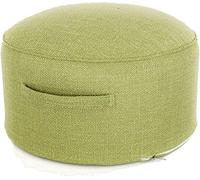 Pouf rotondo per soggiorno - Pouf morbido in cotone e lino per cambio scarpe e riposo in camera da letto - Opzioni cachi e verde erba 40x40x20 cm - Arredamento per la casa elegante e confort