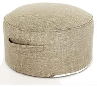 Pouf rotondo per soggiorno - Pouf morbido in cotone e lino per cambio scarpe e riposo in camera da letto - Opzioni cachi e verde erba 40x40x20 cm - Arredamento per la casa elegante e confort