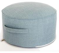 Pouf rotondo per soggiorno - Pouf morbido in cotone e lino per cambio scarpe e riposo in camera da letto - Opzioni cachi e verde erba 40x40x20 cm - Arredamento per la casa elegante e confort