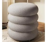 Pouf rotondo sgabello morbido poggiapiedi sedile per sala trucco e soggiorno sedia in velluto grigio con 4 strati