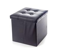 Pouf Salotto Contenitore Ecopelle Quadrato Tinta Unita Vari Colori