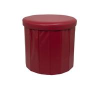 Pouf Salotto Contenitore Ecopelle Rotondo Pieghevole Tinta Unita Vari Colori