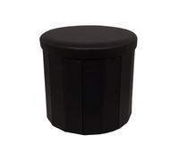 Pouf Salotto Contenitore Ecopelle Rotondo Pieghevole Tinta Unita Vari Colori