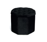 Pouf Salotto Contenitore Imbottito Trapuntato Ottagonale Velvet Tinta Unita