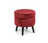Pouf TONDO Contenitore PUFF Poggiapiedi BORDEAUX ROSSO VELLUTO LEGNO 3737h40