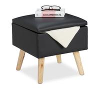 (TG. 1 pz.) Relaxdays Pouf Contenitore in finta pelle, 40 x 40 x 40 cm, Sgabello