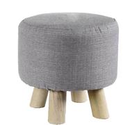 POUF SGABELLO POGGIAPIEDI TONDO MODERNO POUFF PIEDI LEGNO TESSUTO CHIARO 2827cm