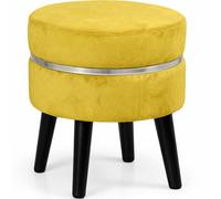Pouf Sgabello Rotondo Mostarda Design Moderno Poggiapiedi con Rivestimento in Ve