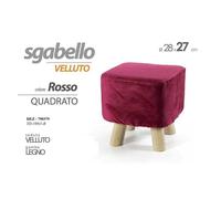 POUF SGABELLO VELLUTO COLORE BLU ROSSO VERDE QUADRATO TONDO GAMBE LEGNO 28X27CM