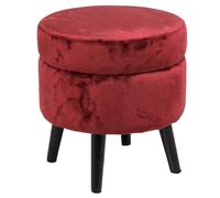 Pouf TONDO Contenitore PUFF Poggiapiedi BORDEAUX ROSSO VELLUTO LEGNO 3737h40