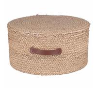 Pouf tondo in fibra naturale 40xh.20 cm, impugnatura in poliuretano, Natural