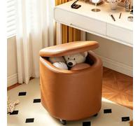 Pouf Vanity con Ruote, Sgabello con Coperchio Ribaltabile in Finta Pelle | Sedile imbottito in spugna ad alta densità, pouf porta trucchi salvaspazio multifunzione con ruote a 360°(maroon)