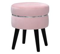 Pouf Velluto Rotondo con Effetto Striscia Argento, Puffo per Sedersi Moderno Rosa, Sgabello Poggiapiedi Elegante 40x35 cm