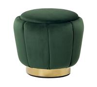 Pouf Verde Velluto Base dorata ø 43 x 37 cm Arredo Glamour Poggiapiedi Irving