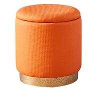 Pouf vintage in velluto rotondo con poggiapiedi, per soggiorno e camera da letto, elegante sgabello per trucco e fasciatoio ottomano con coperchio (40 x 43 cm)
